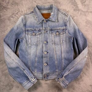AG Adriano Goldschmied The Robyn Denim Jacket Women's M Blue Distressed Made USA